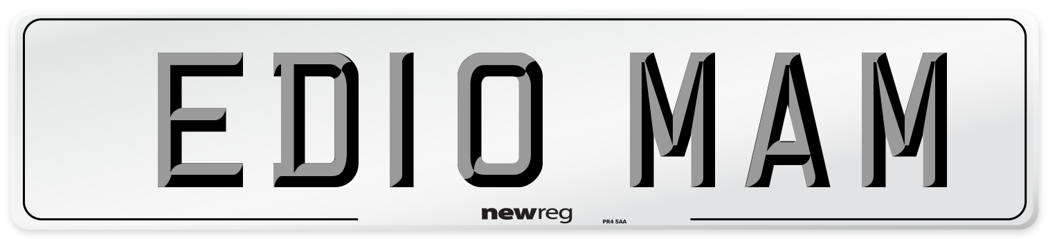 ED10 MAM Number Plate from New Reg